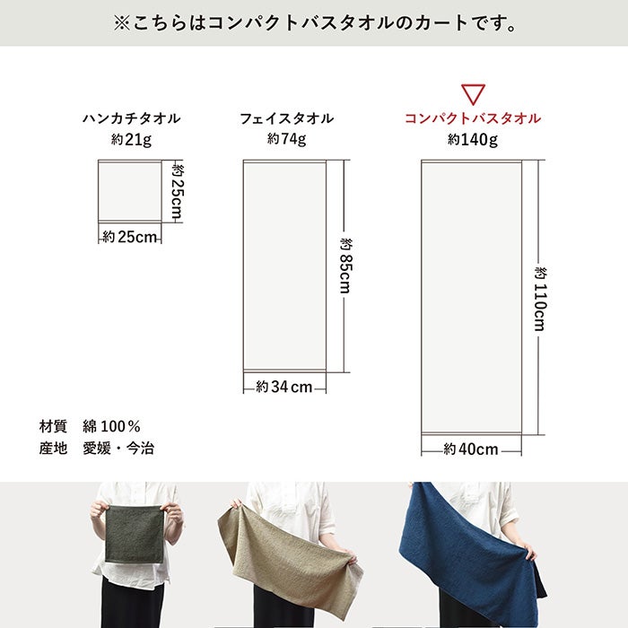 今治タオル コンパクトバスタオル 3枚セット ミニマルタオル 日本製 速