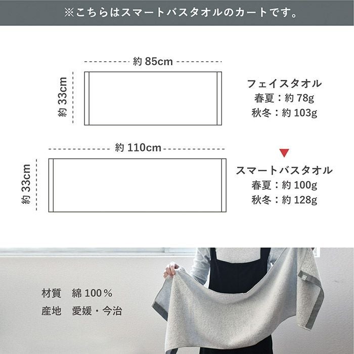 今治タオル スマートバスタオル お試し同色2枚セット oriori おりおり