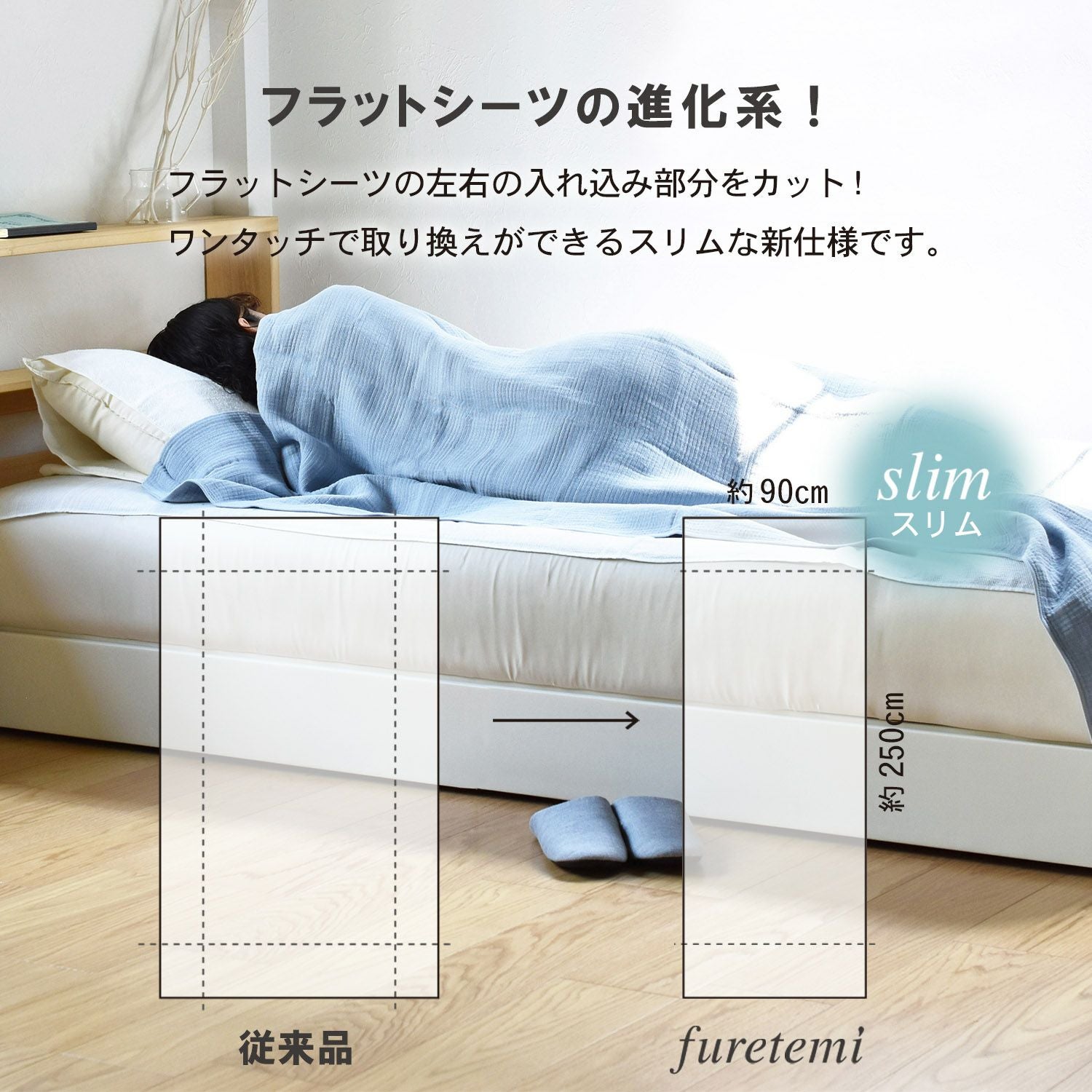 タオルシーツ シングル furetemi フレテミ 約90cm×250cm 日本製