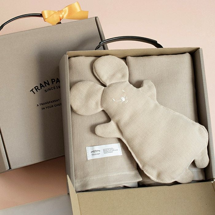 ギフト) ねずみのにぎにぎ・カラーガーゼバスタオル2枚セット